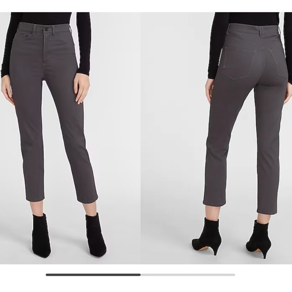 NWT Express Super High Waisted Slim Sateen Pant Grey Size 8 - Picture 1 of 7